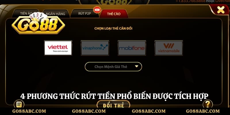 4 phương thức rút tiền phổ biến được tích hợp trên cổng game