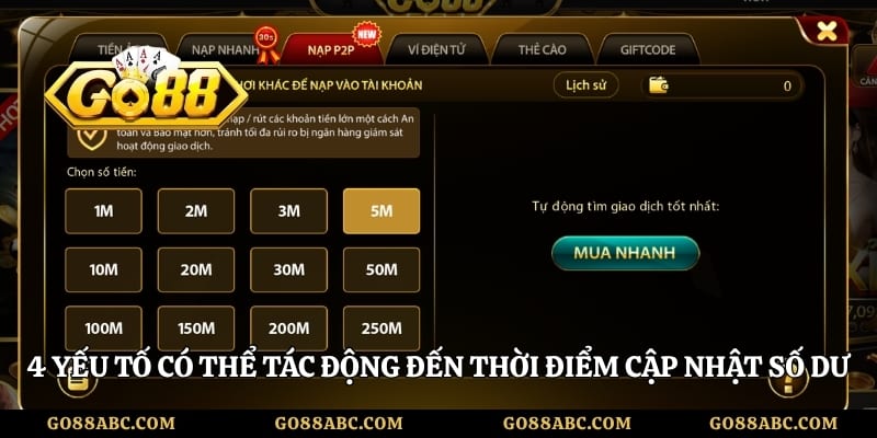 4 yếu tố có thể tác động đến thời điểm cập nhật số dư