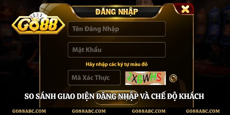 So sánh giao diện đăng nhập và chế độ khách trên cổng game